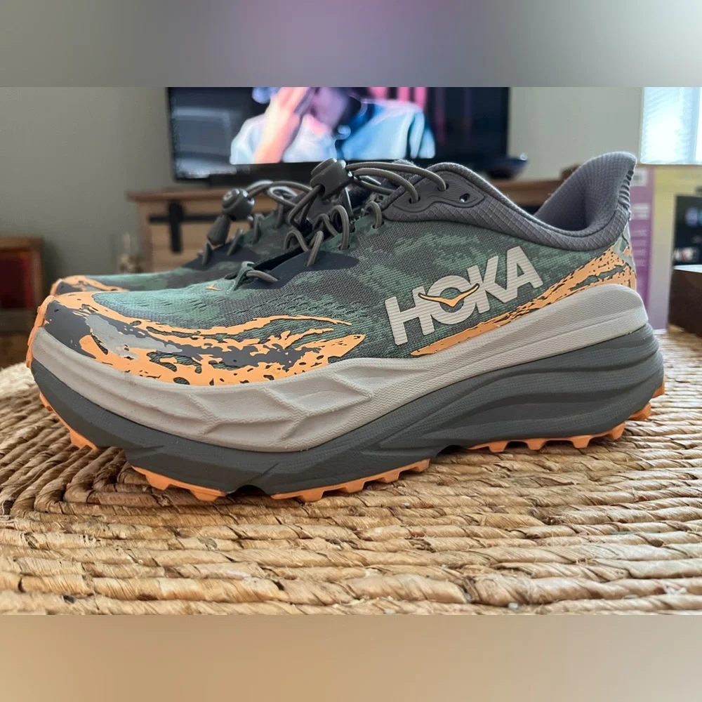 HOKA Stinson 7 running shoes in the Grey Skies/Pale Tangerine , size 9.5 - Picture 9 of 9